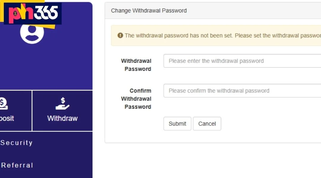 Important Conditions to Note for Withdrawal PH365